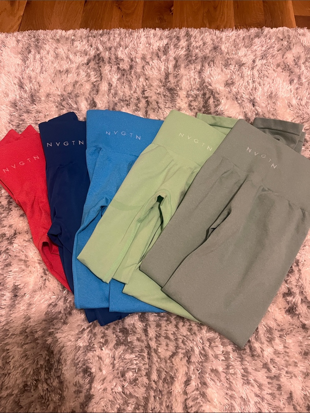 NVGTN women’s  Leggings Pack - Red, Navy, Blue, Light Green, Gray all size Small